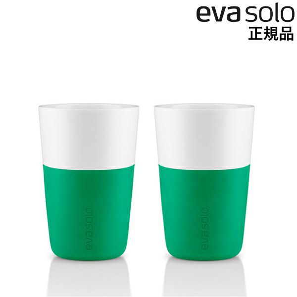 エバソロ evasolo 滑りにくいシリコンスリーブ付き マグカップ グリーン 360ml 2客セット 501006 【正規品】