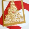 クリスマスカード 切り絵 ツリー型 メッセージカード 封筒 nekonekodesign PAPER ARTS 【メール便対応商品10点まで】