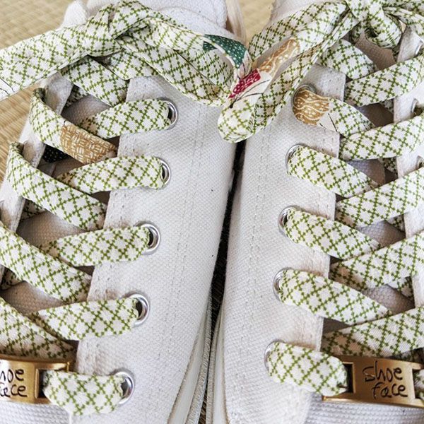 着物から作った靴紐　shoe face