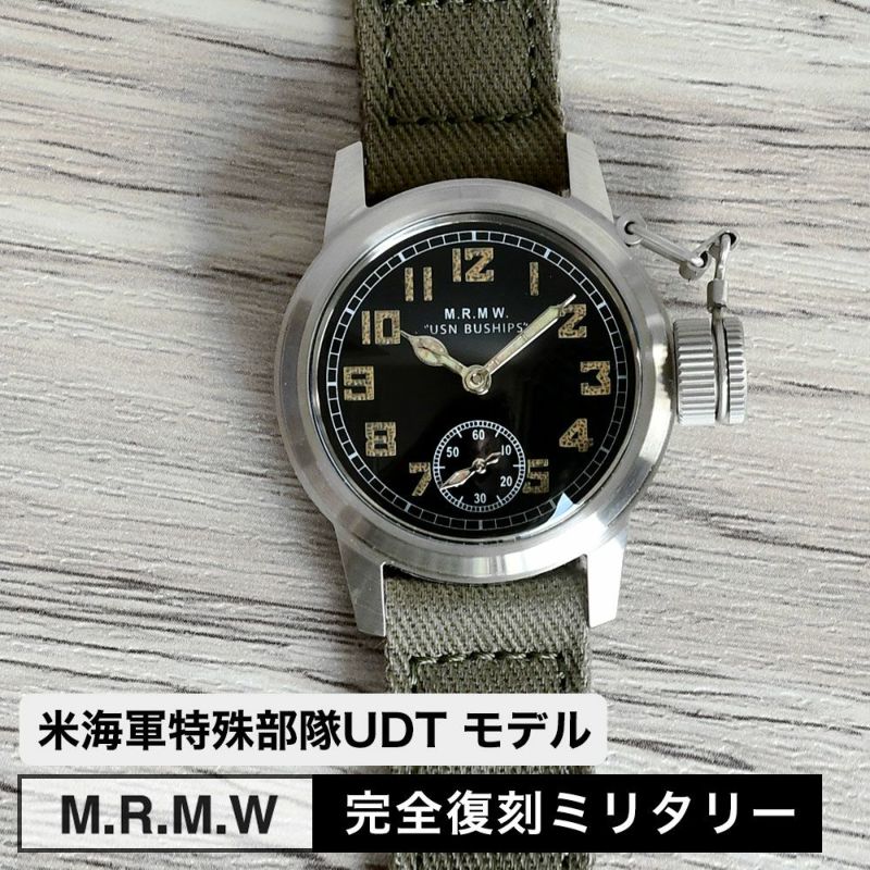 M.R.M.W ミリタリーウォッチ 腕時計 米海軍特殊部隊UDT ブシップ スモールセコンド BUSHIPS small second  コットンチノクロス 布製 ストラップ モントルロロイ | 物語のある雑貨店 NUTS