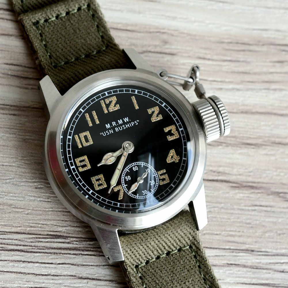 M.R.M.W ミリタリーウォッチ 腕時計 米海軍特殊部隊UDT ブシップ スモールセコンド BUSHIPS small second コットンチノクロス 布製 ストラップ モントルロロイ